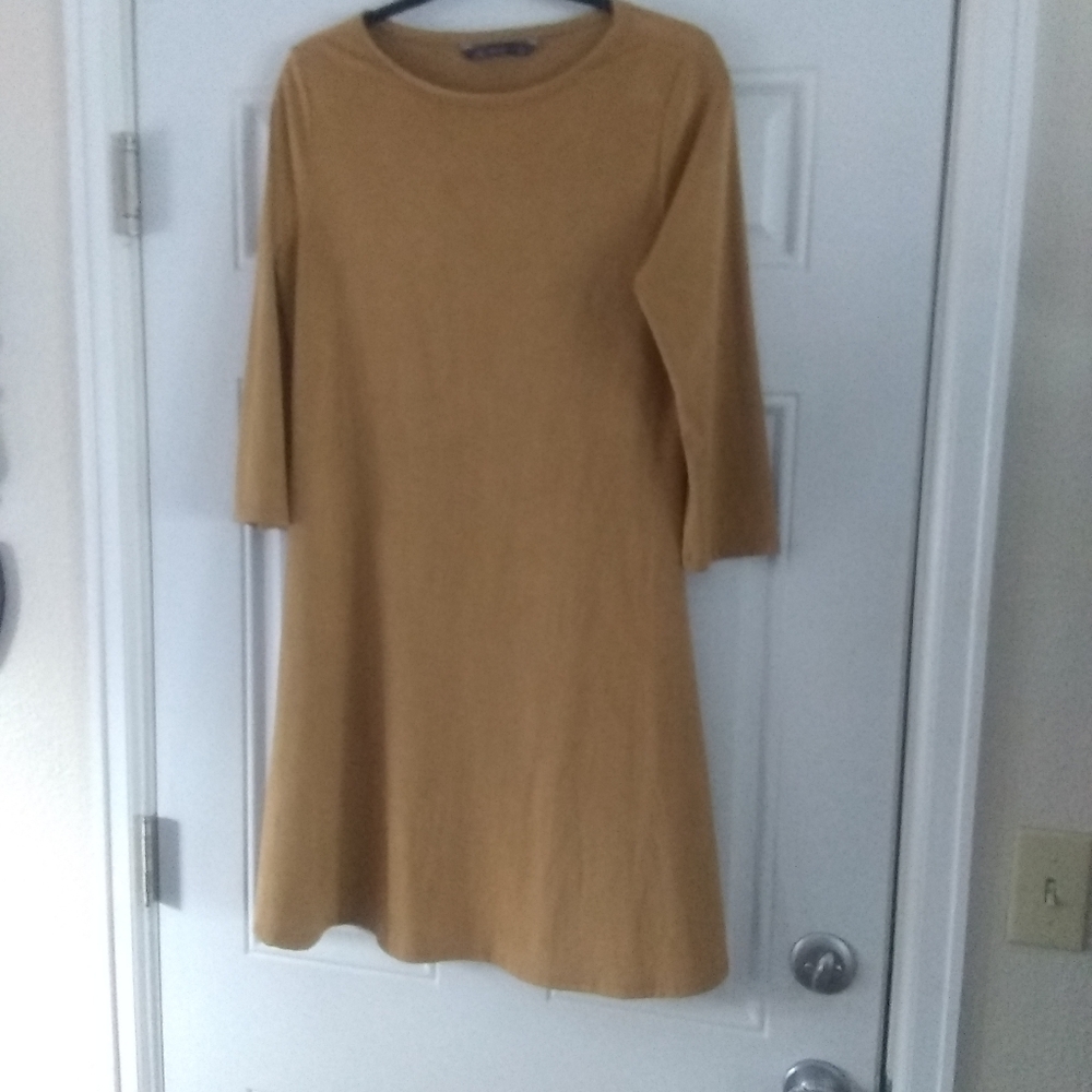 Alk Casual Faux Suede Leather Tan Dress Size Medium